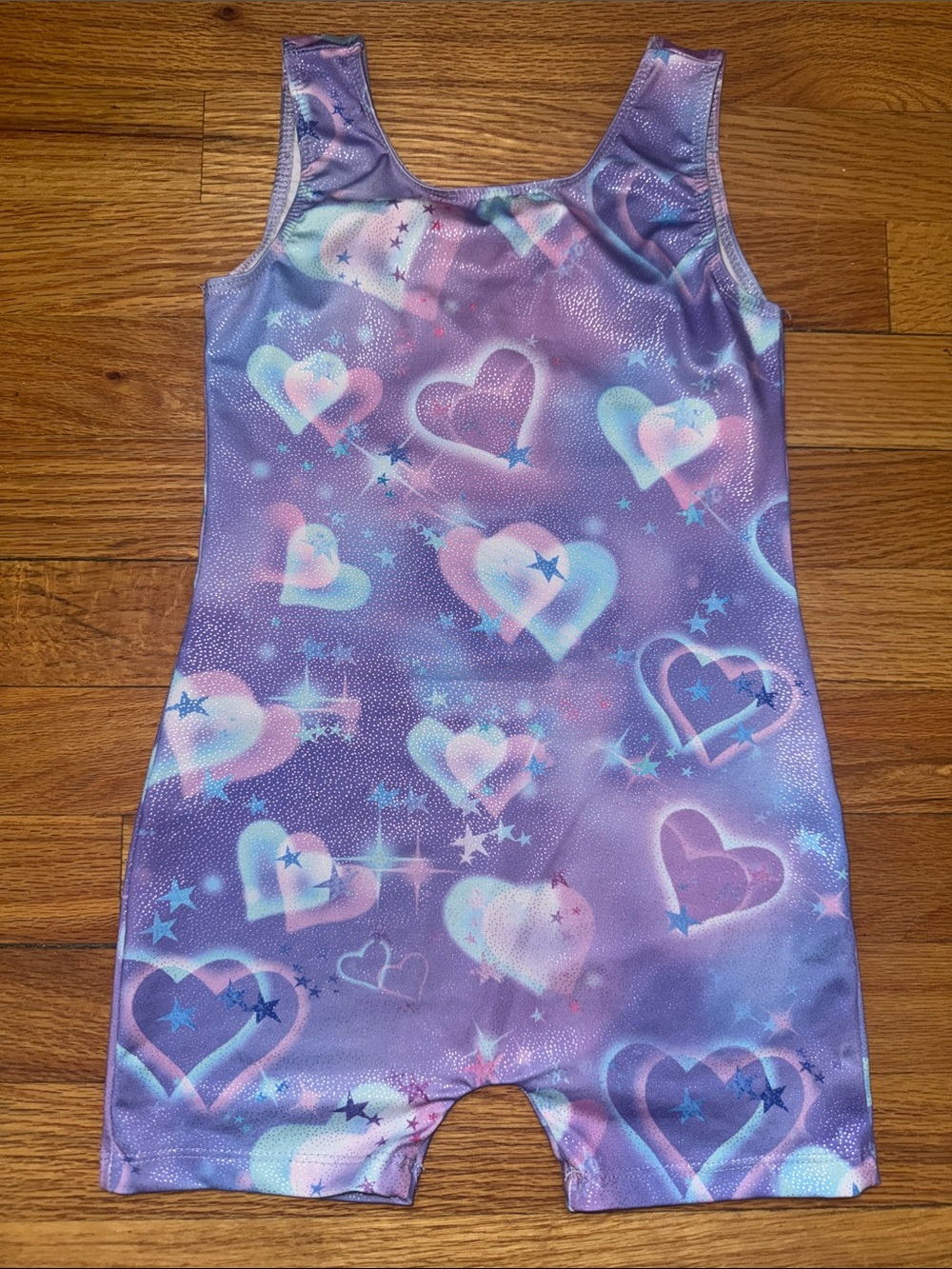 Purple Heart Print Girls' Gymnastics Leotard Shorts Unitard